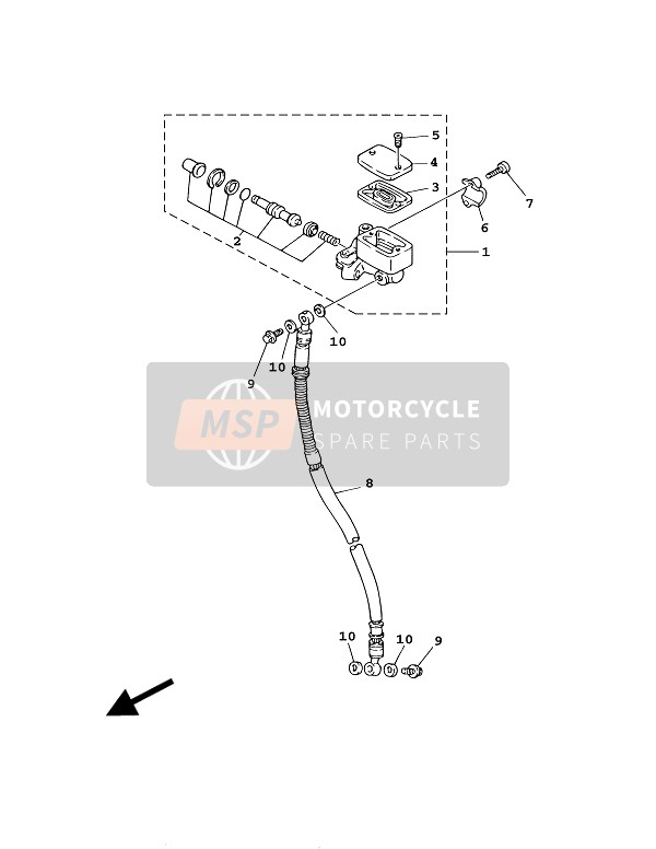 Yamaha YW100 2001 Cilindro maestro delantero para un 2001 Yamaha YW100